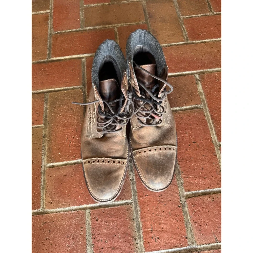 Johnston & Murphy 1850 Karnes Brown Leather Brogue Cap Toe Boots 20-9956 9.5M